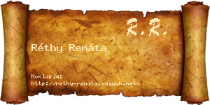 Réthy Renáta névjegykártya